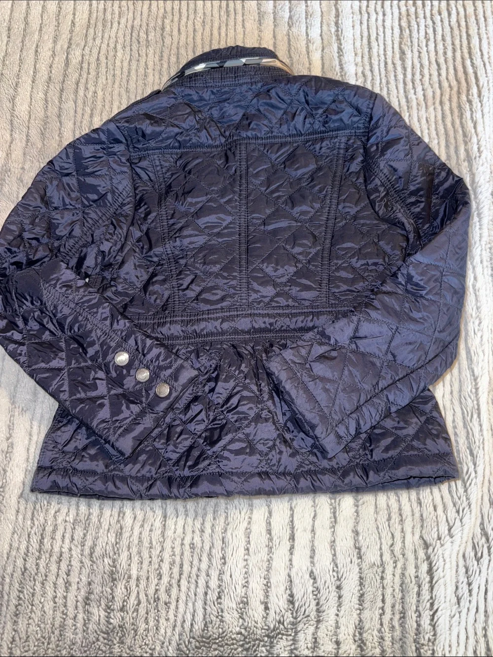 Burberry Girl's Quilted Double-Breasted Navy Puffer Jacket
